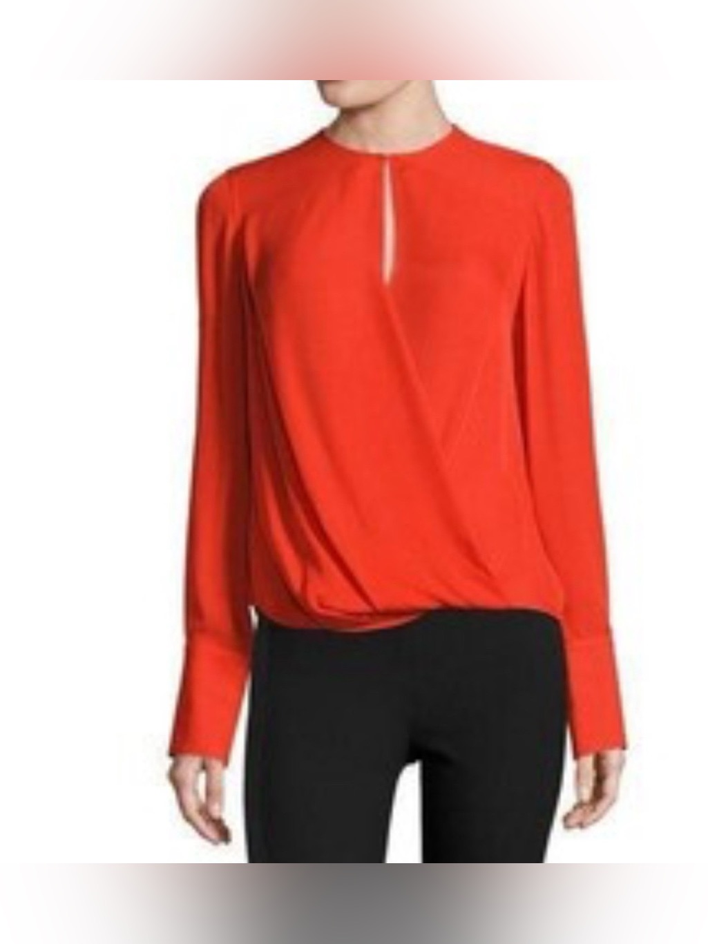 Rag & Bone Red Long-Sleeve Keyhole Blouse